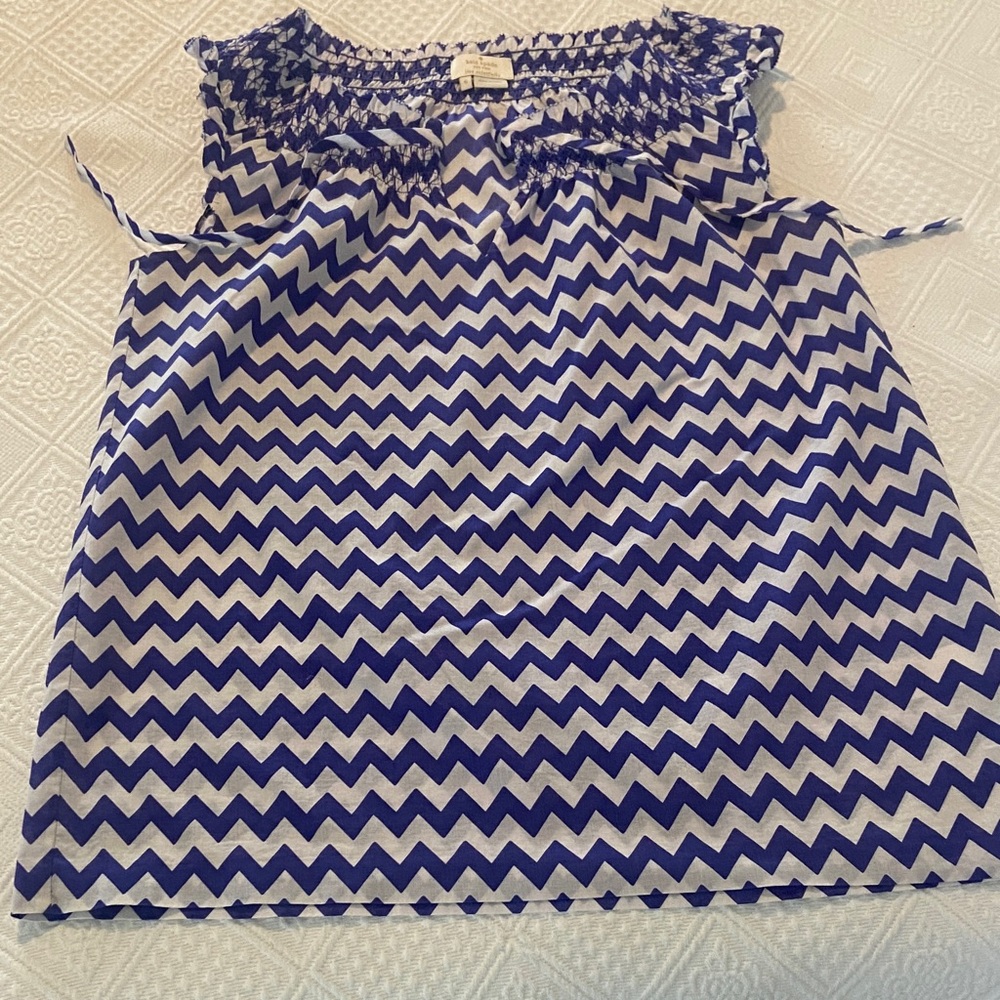 Kate Spade Navy and White Zigzag Blouse
